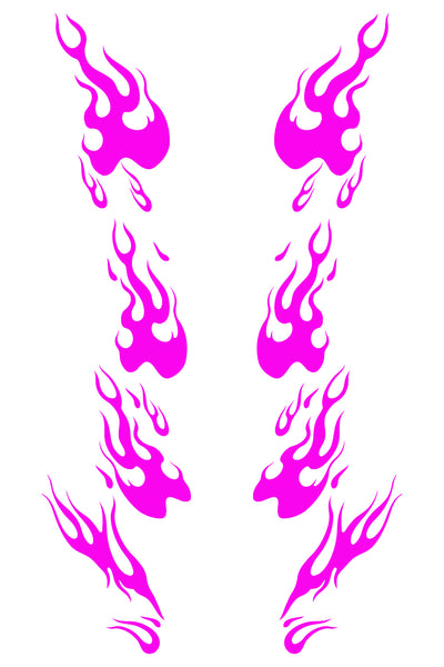 Patrón detallado del vinilo Llamas Rosa Neón. Muestra la silueta de las flamas en un tono rosa fuerte o fucsia, con efecto neón.