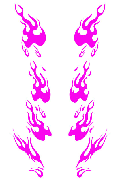 Patrón detallado del vinilo Llamas Rosa Neón. Muestra la silueta de las flamas en un tono rosa fuerte o fucsia, con efecto neón.