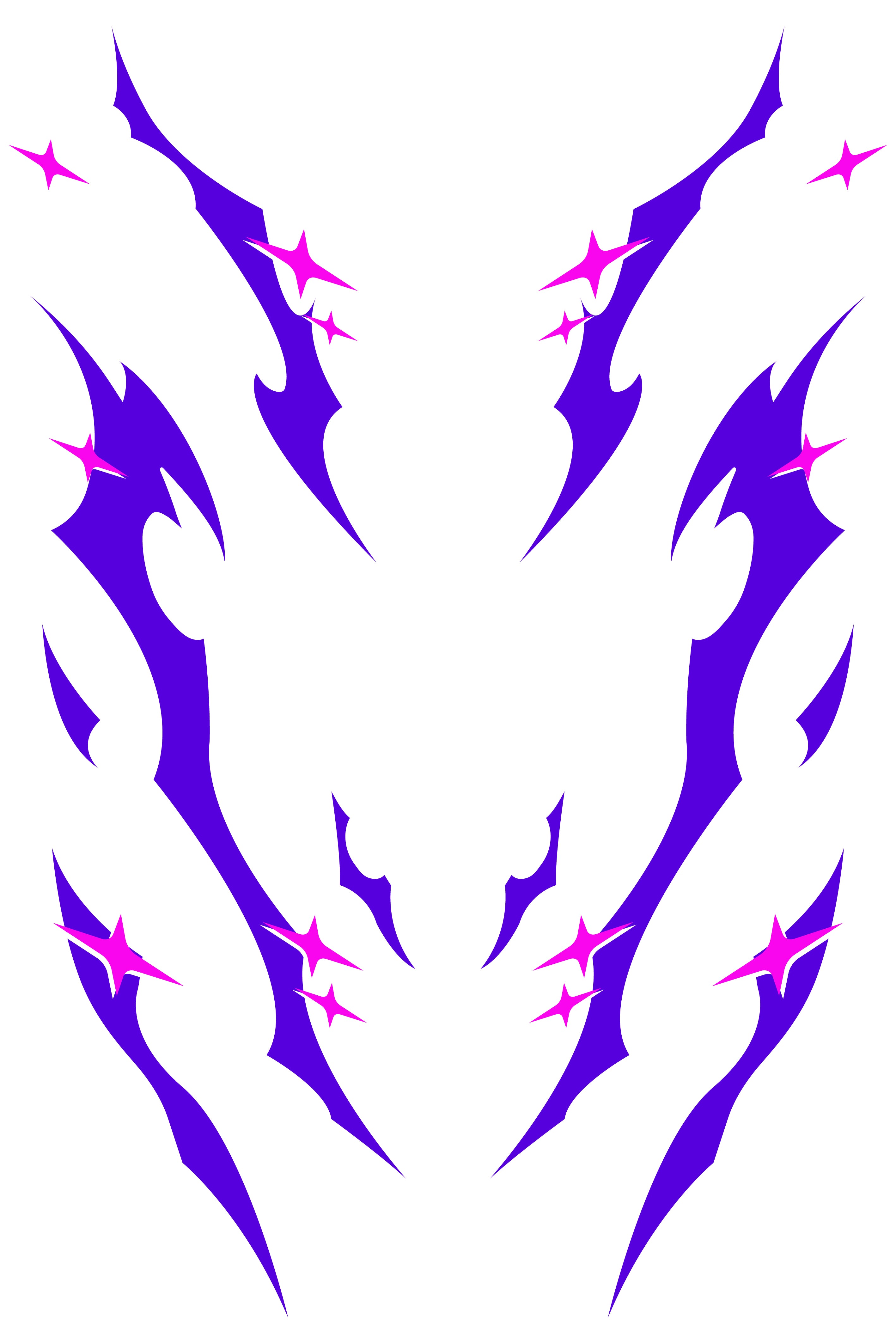 Patrón detallado del diseño de vinilo Purple Tribal Stars. Muestra la combinación de estrellas y motivos tribales en color morado.