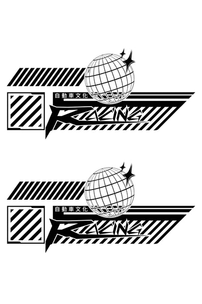Patrón detallado del vinilo Racing Style. Muestra la composición de líneas y el estilo gráfico de alta velocidad del diseño.