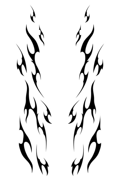 Patrón completo del vinilo tribal en color negro sobre fondo blanco. Detalle del diseño para personalización rápida de coches.