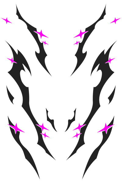 Patrón detallado y repetitivo del diseño de vinilo Tribal Stars Mini. Muestra el arte abstracto que combina estrellas y líneas tribales.