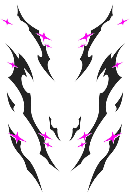 Patrón detallado y repetitivo del diseño de vinilo Tribal Stars Mini. Muestra el arte abstracto que combina estrellas y líneas tribales.