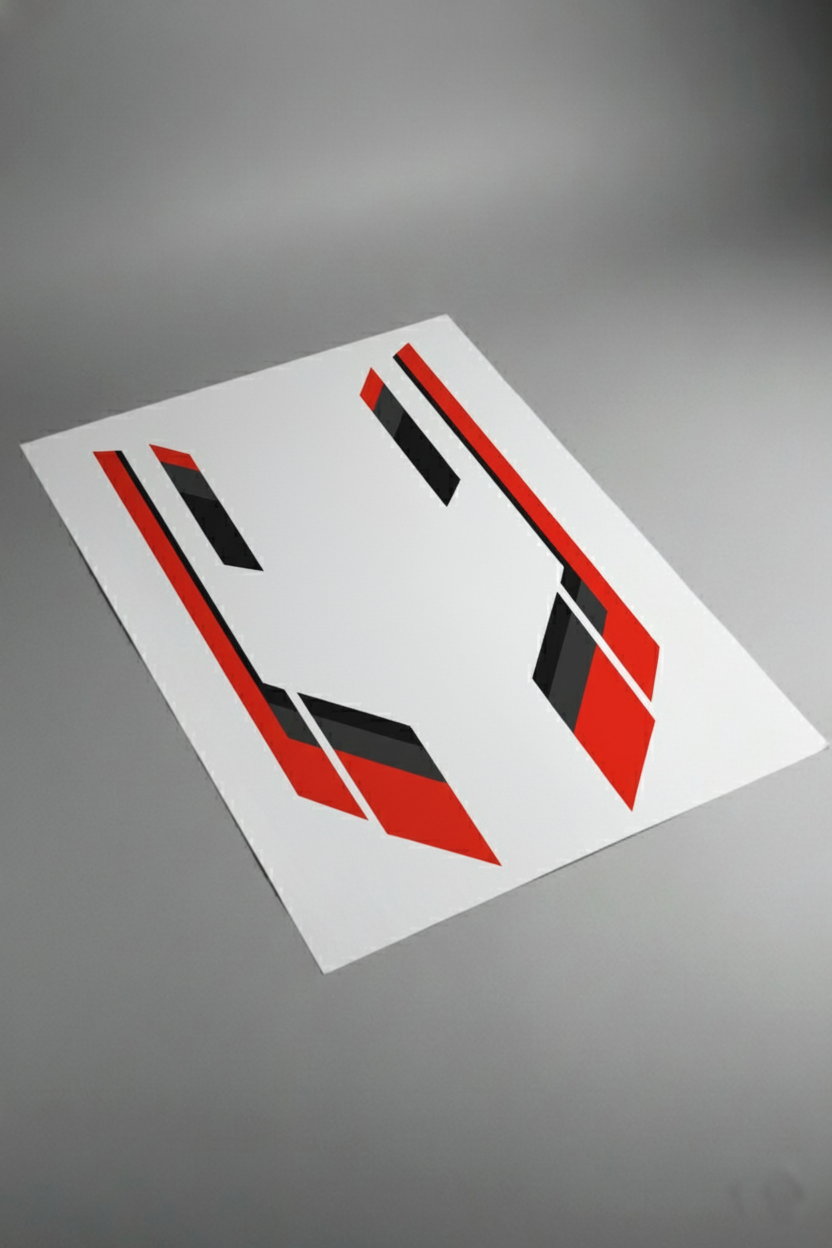 Pliego de vinilos de alta calidad que componen el kit Audi RS 6 Avant GT. Muestra las piezas del diseño listas para la instalación.