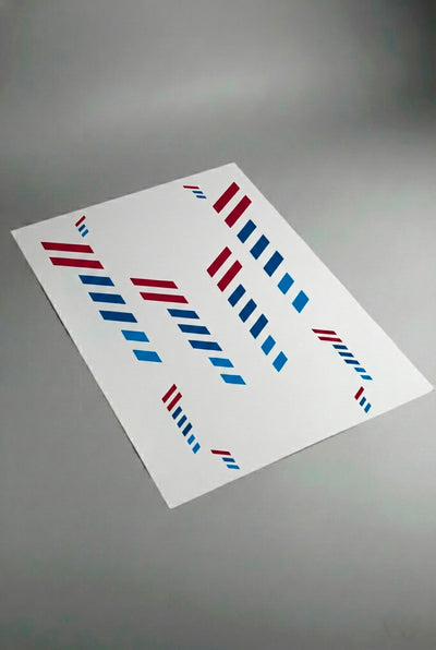 Pliego de vinilos adhesivos precortados para las Franjas Racing Stripes de BMW. Este vinilo es de larga duración, listo para ser enviado e instalado por el cliente en casa, ideal para renovar el look del coche de forma rápida y sencilla.