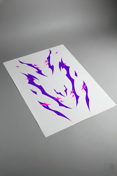 Pliego de vinilos del kit Purple Tribal Stars en color morado, sobre superficie de estudio. Producto físico de vinilo de alta calidad.