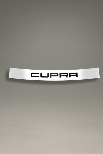  Parasol blanco para parabrisas con el logo Cupra en negro, una pieza de estilo racing para la personalización y tuning de MOA-Grafics
