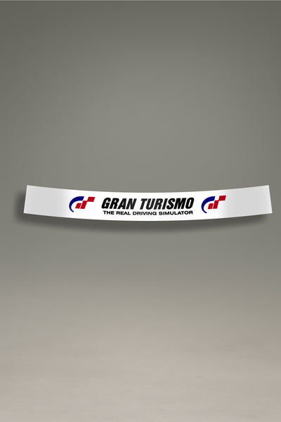 Parasol blanco para parabrisas con logo Gran Turismo a color, estilo racing para personalización y tuning de MOA-Grafics.