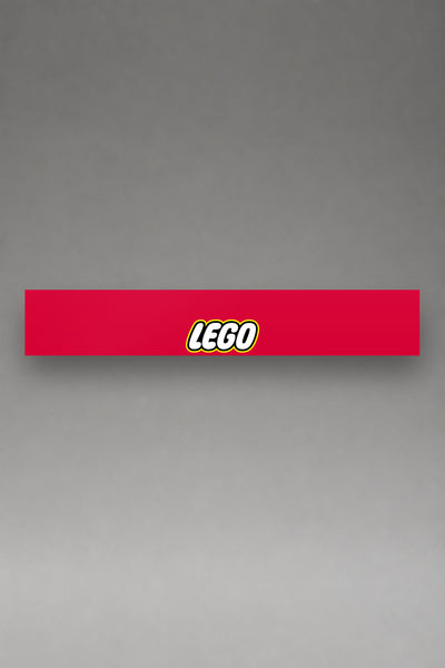Parasol de vinilo LEGO · Logotipo Clásico, la tira entera de 150 x 25 cm vista de frente, de MOA-Grafics.