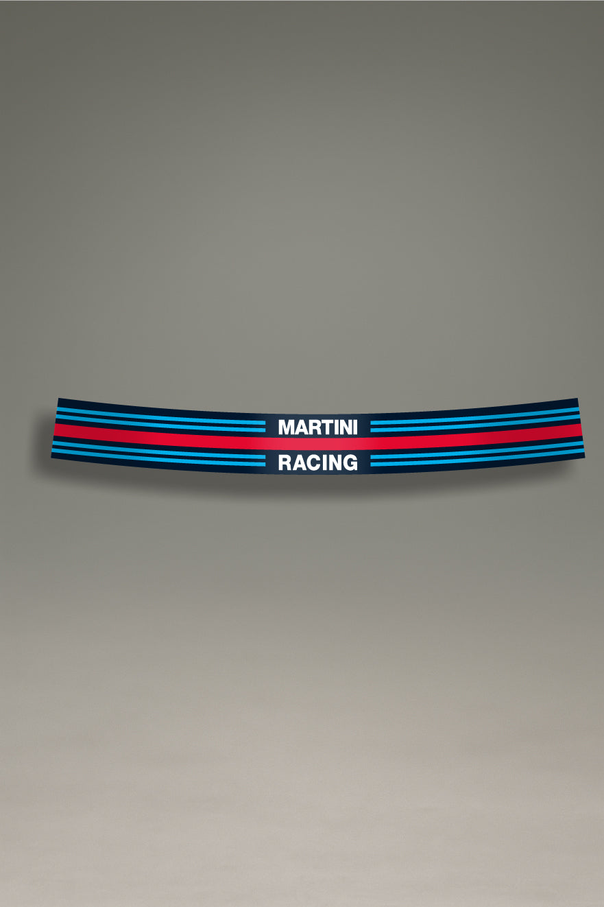  Vinilo parasol negro para parabrisas con logo "Martini Racing", estilo retro para tuning y personalización de MOA-Grafics.