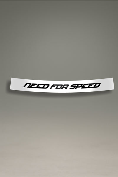 Parasol blanco para parabrisas con logo Need For Speed en negro, estilo racing para personalización y tuning de MOA-Grafics.