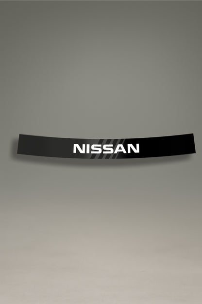 Parasol negro para parabrisas con logo Nissan y franjas grises, estilo JDM para personalización y tuning de MOA-Grafics.