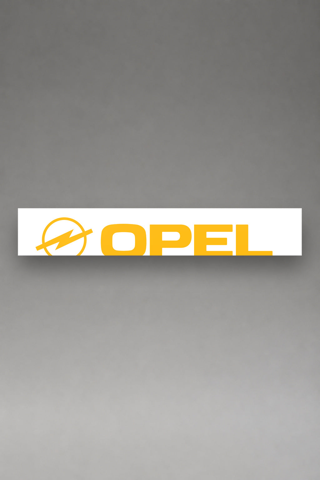 Parasol de vinilo Opel · Lettering Inclinado Dinámico, la tira entera de 150 x 25 cm vista de frente, de MOA-Grafics.