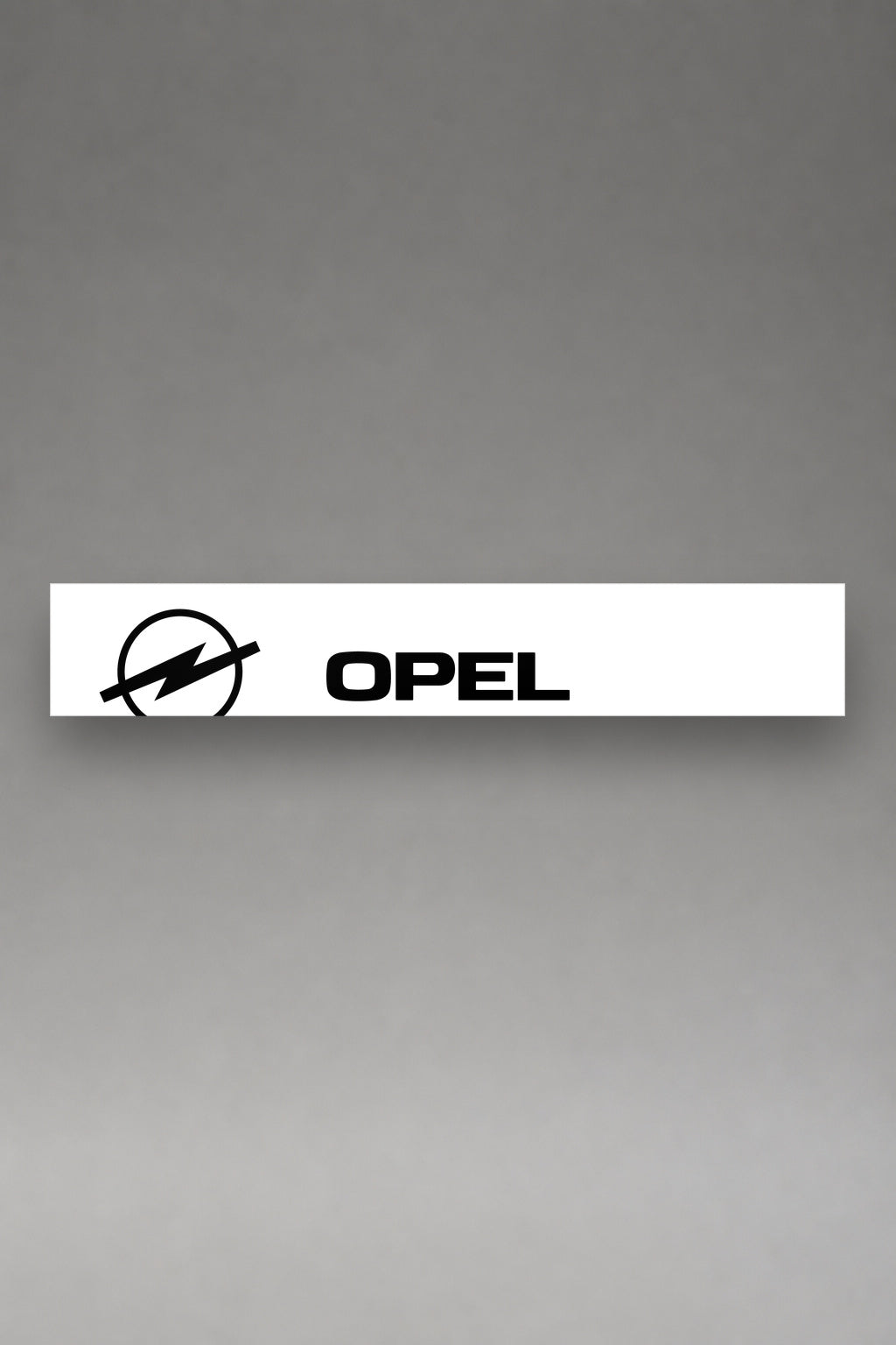 Parasol de vinilo Opel · Logo Blitz y Speed Stripes, la tira entera de 150 x 25 cm vista de frente, de MOA-Grafics.