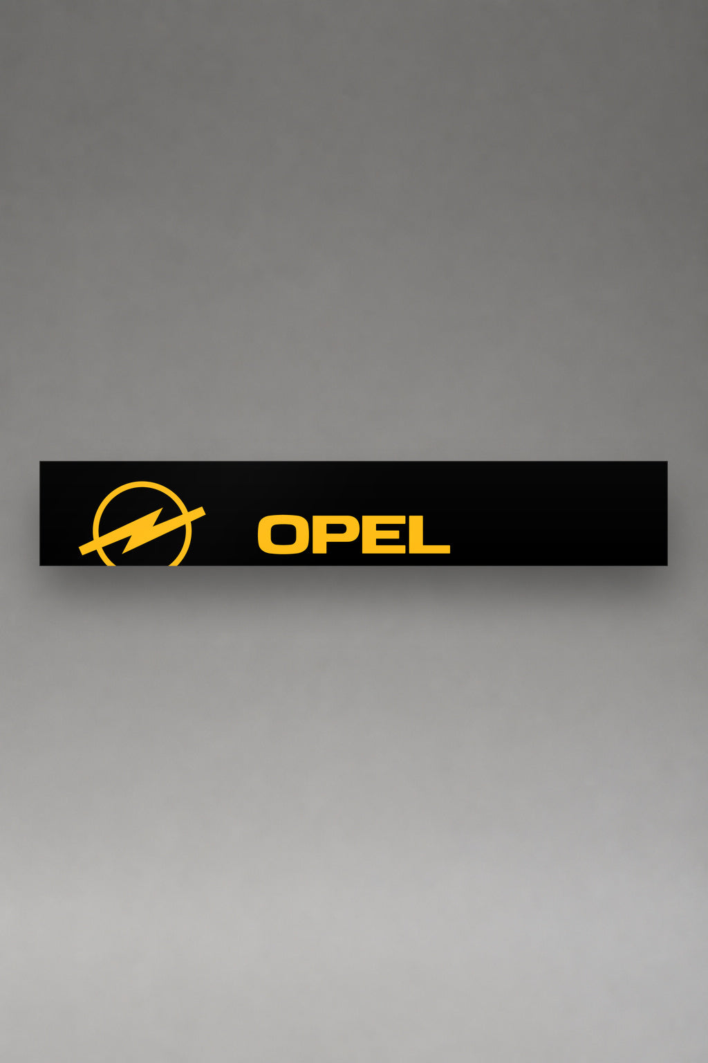 Parasol de vinilo Opel · Logo Blitz y Speed Stripes, la tira entera de 150 x 25 cm vista de frente, de MOA-Grafics.