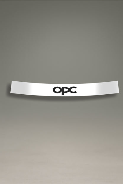 Parasol blanco para parabrisas con el logo OPC de Opel en negro, un accesorio de estilo racing para la personalización y tuning de MOA-Grafics.