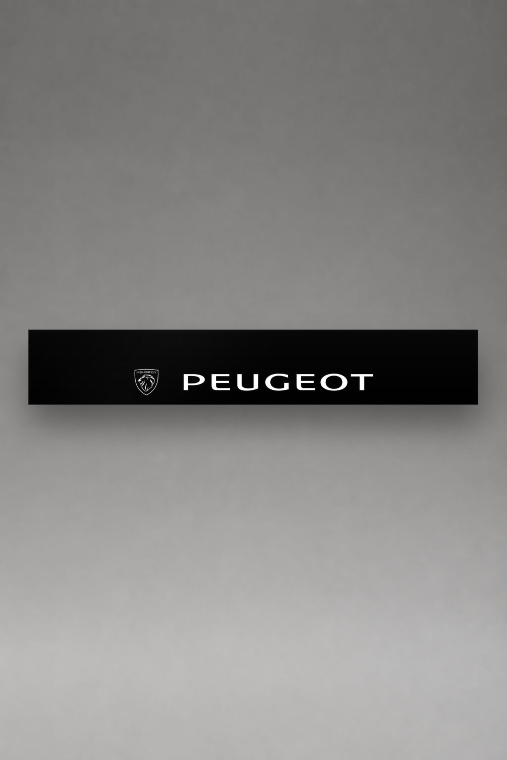 Parasol de vinilo Peugeot · Escudo del León 2021, la tira entera de 150 x 25 cm vista de frente, de MOA-Grafics.