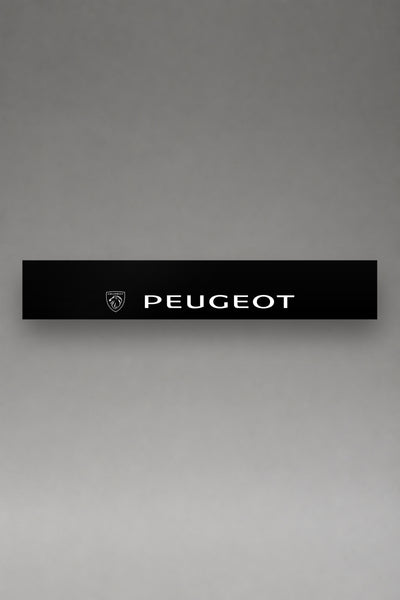 Parasol de vinilo Peugeot · Escudo del León 2021, la tira entera de 150 x 25 cm vista de frente, de MOA-Grafics.