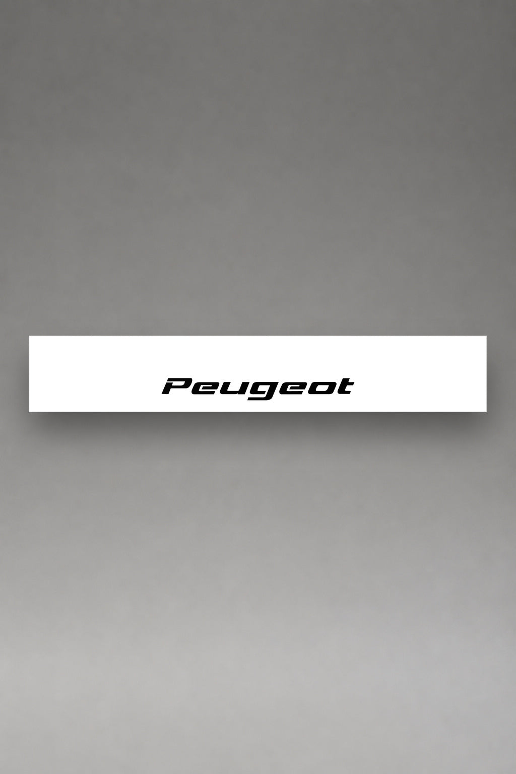 Parasol de vinilo Peugeot · Lettering Cursiva Dinámico, la tira entera de 150 x 25 cm vista de frente, de MOA-Grafics.