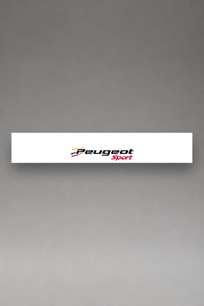 Parasol de vinilo Peugeot Sport · Lettering Tricolor Oficial, la tira entera de 150 x 25 cm vista de frente, de MOA-Grafics.