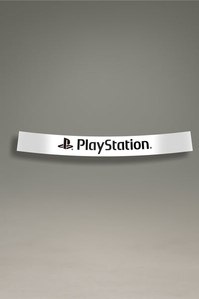  Parasol blanco para parabrisas con logo PlayStation en negro, estilo retro para personalización y tuning de MOA-Grafics.