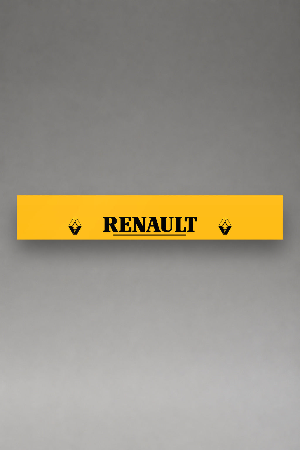 Parasol de vinilo Renault · Rombo Vasarely y Serif, la tira entera de 150 x 25 cm vista de frente, de MOA-Grafics.