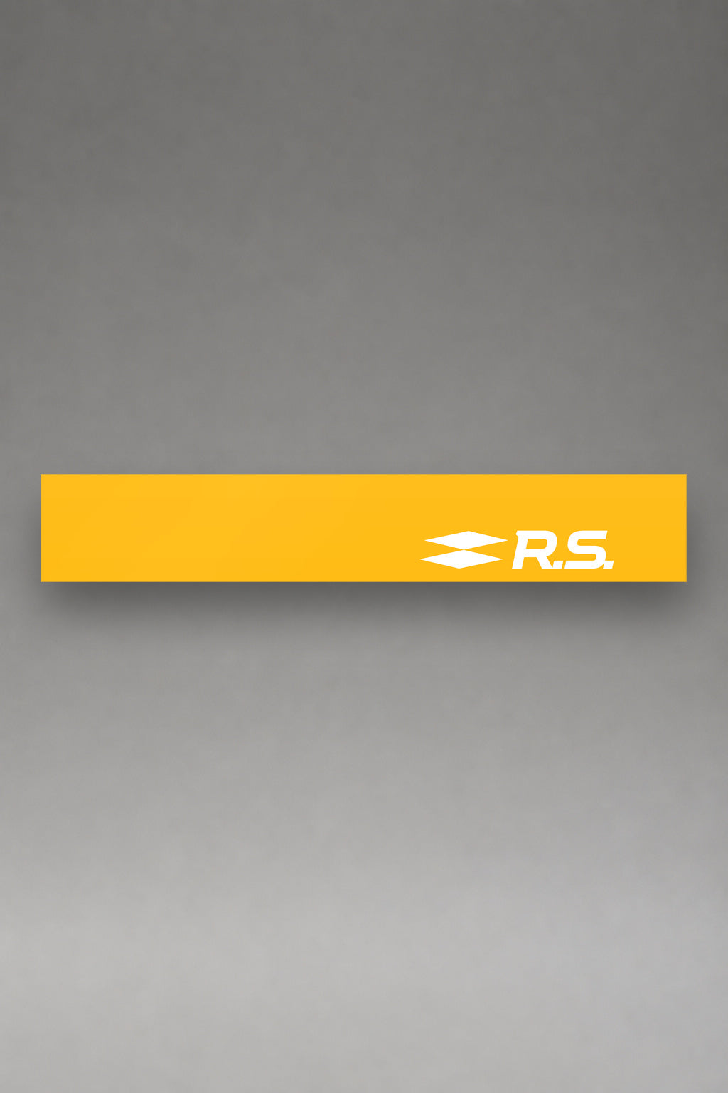 Parasol de vinilo Renault R.S. · Firma Amarilla, la tira entera de 150 x 25 cm vista de frente, de MOA-Grafics.