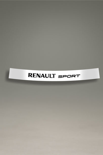 Parasol blanco para parabrisas con el logo de Renault Sport en negro, una pieza de estilo racing para la personalización y tuning de MOA-Grafics.