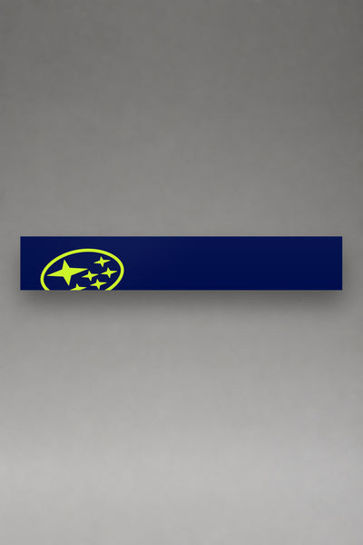 Parasol de vinilo Subaru · Wordmark Lateral, la tira entera de 150 x 25 cm vista de frente, de MOA-Grafics.