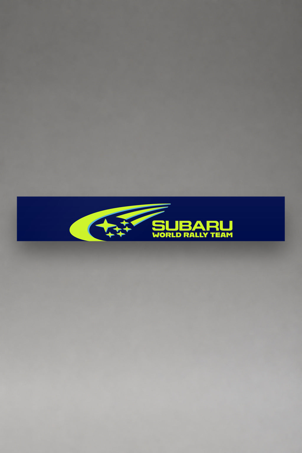 Parasol de vinilo Subaru · Leyenda Digital Rally, la tira entera de 150 x 25 cm vista de frente, de MOA-Grafics.