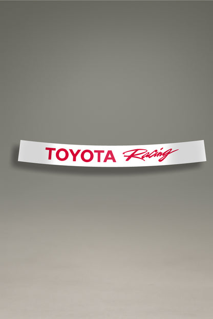 Parasol blanco para parabrisas con el logo de Toyota Racing en rojo, una pieza de estilo JDM para la personalización y tuning de MOA-Grafics.