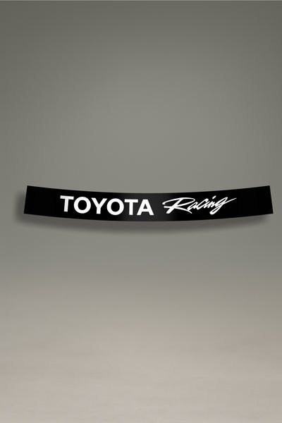 Parasol negro para parabrisas con el logo de Toyota Racing en blanco, un accesorio de estilo JDM para personalización de coches de MOA-Grafics.