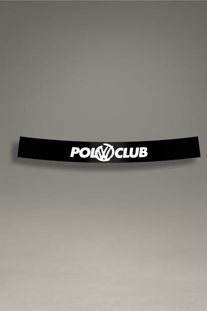 Parasol negro para parabrisas con logo VW Polo Club en blanco, un accesorio stance para personalización y tuning de MOA-Grafics.