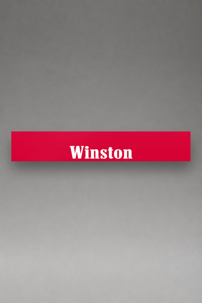 Parasol de vinilo Winston · Estilo Clásico Racing, la tira entera de 150 x 25 cm vista de frente, de MOA-Grafics.